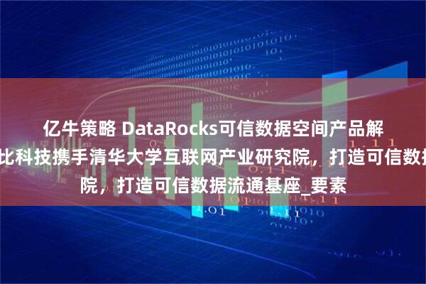 亿牛策略 DataRocks可信数据空间产品解决方案发布：布比科技携手清华大学互联网产业研究院，打造可信数据流通基座_要素