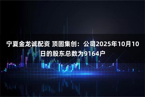宁夏金龙诚配资 顶固集创：公司2025年10月10日的股东总数为9164户